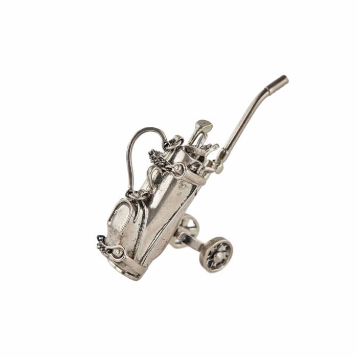 Miniature golf bag on a ten-club cart, Tiffany & Co., New York. 