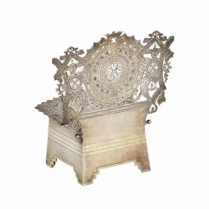 Russian silver salt cellar-throne in neo-Russian style, workshop of A. Ivanov. Moscow 1895. 