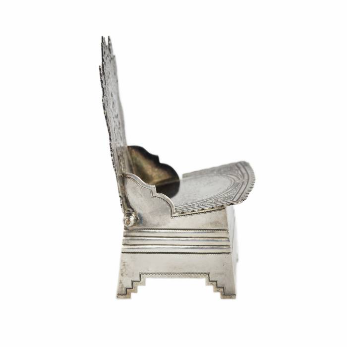 Russian silver salt cellar-throne in the neo-Russian style from the workshop of A. FULDA. Moscow 1895. 