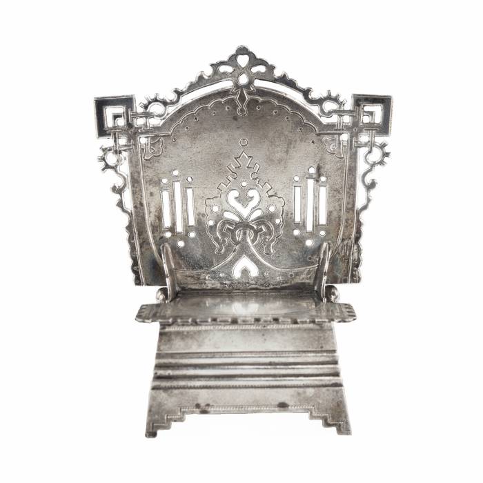 Russian silver salt cellar-throne in the neo-Russian style from the workshop of A. FULDA. Moscow. Turn of the 19th-20th century.