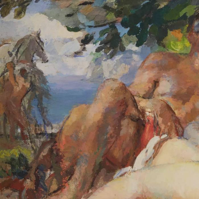 RENAULT Fernand Albert (1887-1939). Couple amoureux. Sous la canopee des arbres. 