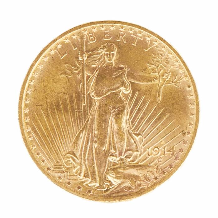 Pièce d`or de 20 dollars americains, Liberty, 1914, SAN FRANCISCO 