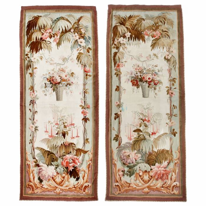 Pair of 19th century Aubusson style tapestries