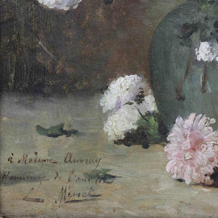E.L. Minet. Asters. A gentle French still life from 1890 with a shadow of autumn sadness and dedication. 