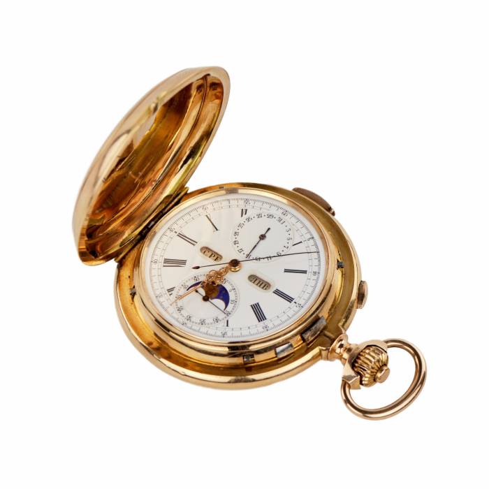 Золотые, карманные часы, швейцарской работы Le Phare для России.