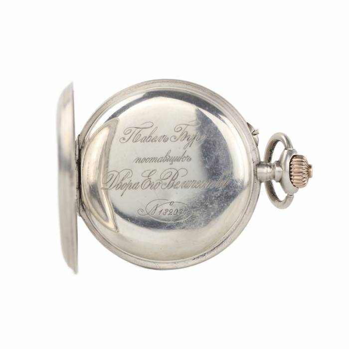 Balvas kabatas pulkstenis izgatavots no sudraba, uzņēmums Pavel Bure. Krievija, 19.-20.gadsimta mija. 