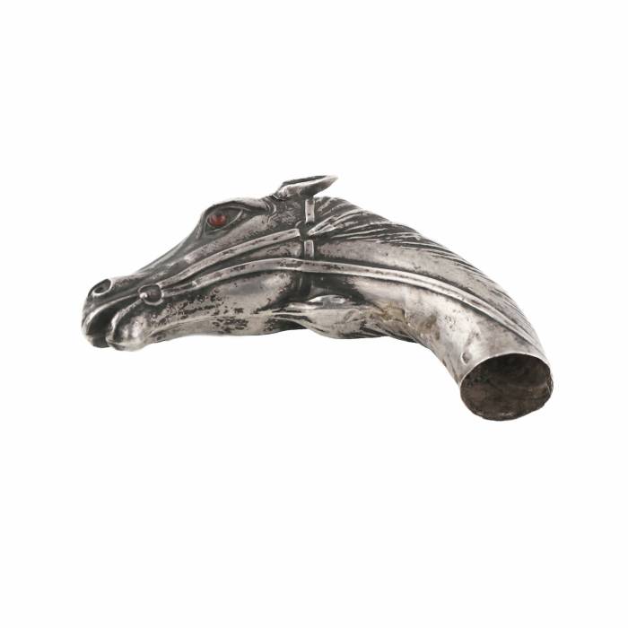 Russian, silver cane knob in the shape of a horse`s head. St. Petersburg 1908-1917 