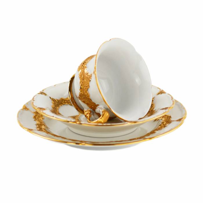 Luxurious mocha service for six people. Meissen. 20th century. 