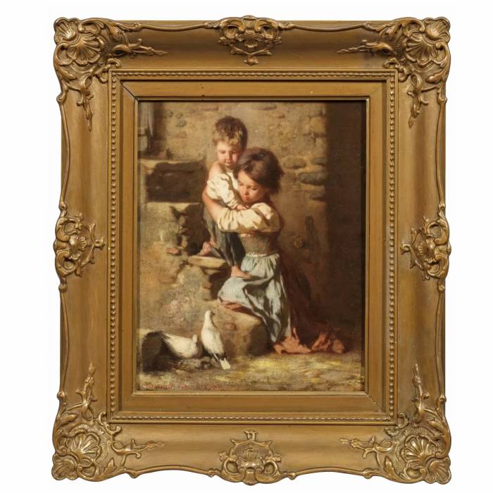 Scène de genre Brotherly Love. Otto Brandt. 1856 