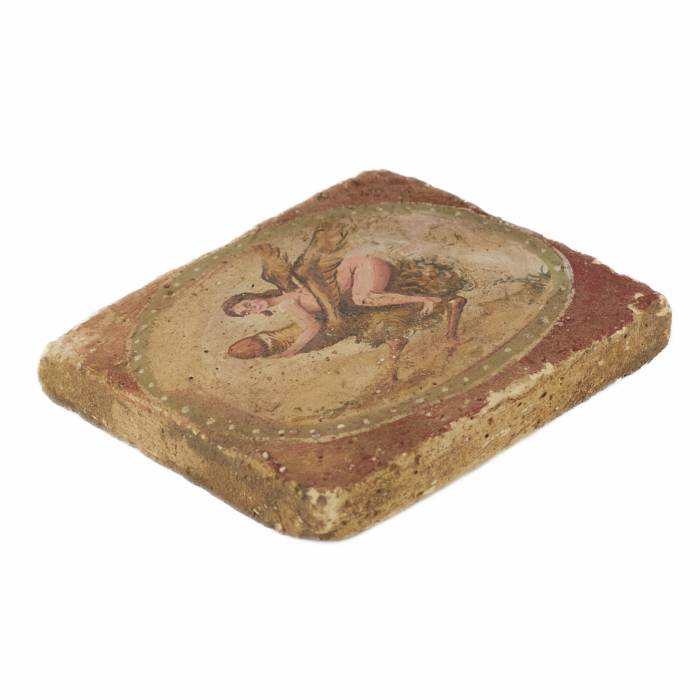 Помпейский, эротический кирпич с аллегорической сценой.  I - II века до нашей эры.