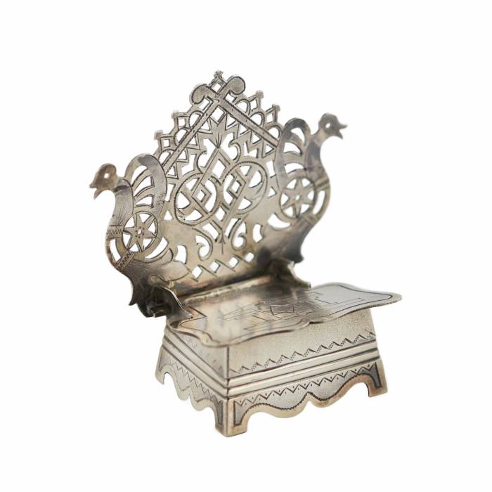 Miniature silver salt shaker-throne. Russia, late 19th century. 