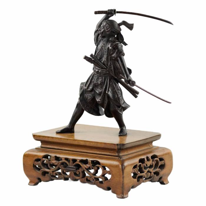 Japanese bronze sculpture of a samurai warrior. Japan. Meiji. The turn of the 19th-20th century. 
