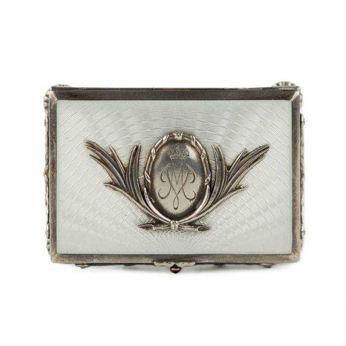 Vilhelms Vikstrēms. Faberge sudraba vintage kaste ar giljošē emalju. 1899-1908 