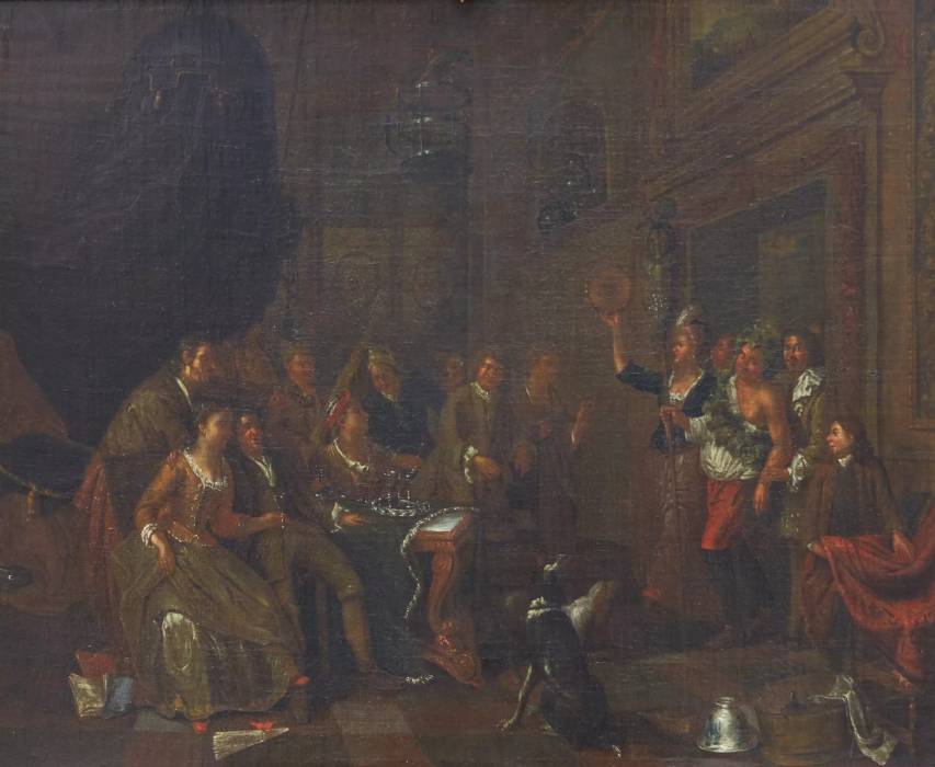 Peinture de genre hollandaise du XVIIIe siècle. Fête de Dionysos. Attribué à Horemans Jan Joseff. 