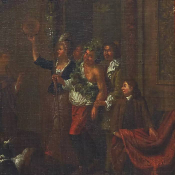 18. gadsimta holandiešu žanra glezniecība. Dionīsa svētki. Piedēvēts Horemansam Janam Josefam. 