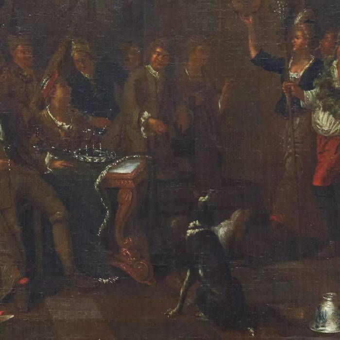 Dutch genre painting of the 18th century. Feast of Dionysus. Attributed to Horemans Jan Joseff. 