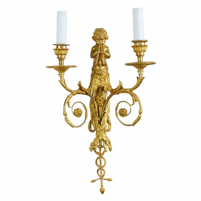 Pair of French gilt bronze sconces, Louis XVI style, 19th century. 