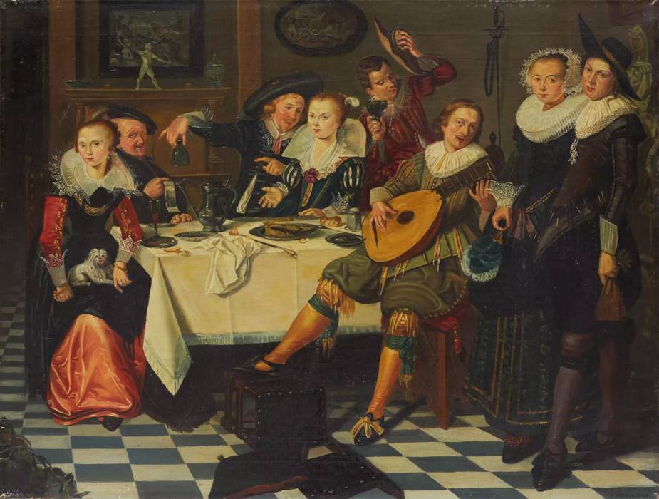 Ecole de Dirck Hals (1591-1656). Compagnie de fête. 