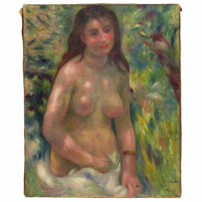 Купальщица в солнечной тени, в манере Pierre-Auguste Renoir (1841-1919).