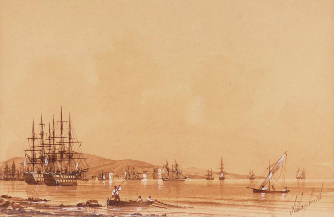 Ivan Aivazovsky. Aquarelle. Port de Crimée. 1817-1900 