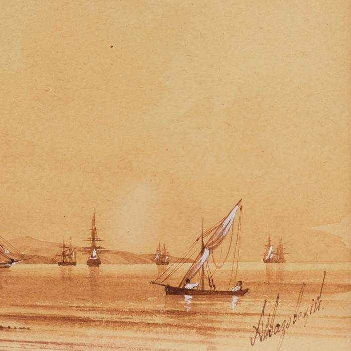 Ivan Aivazovsky. Watercolor. Crimean harbor. 1817-1900 