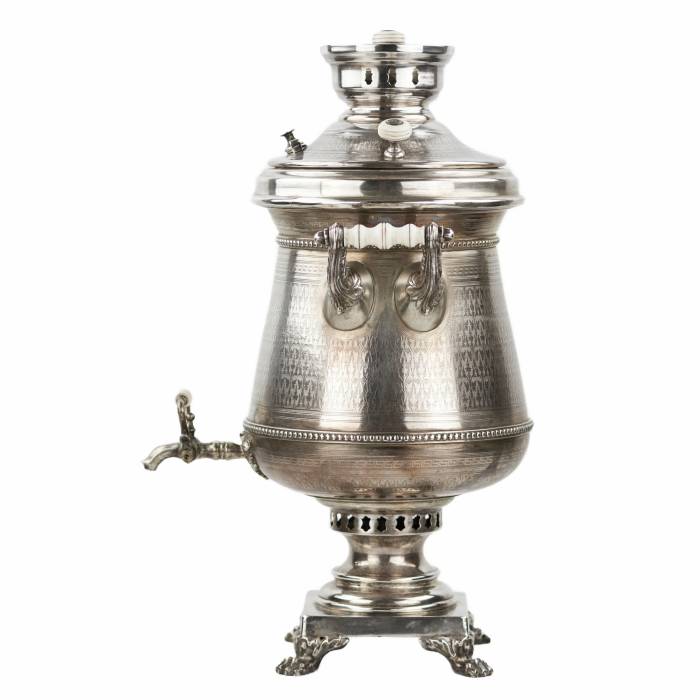 Grand samovar russe en argent. C`est-à-dire MOROZOV. 1896 