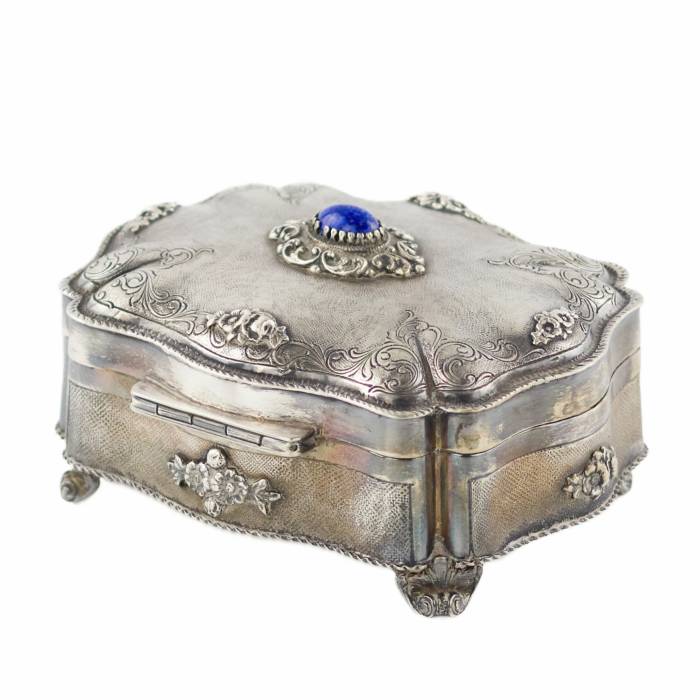 Italian, silver jewelry box of baroque shape. 