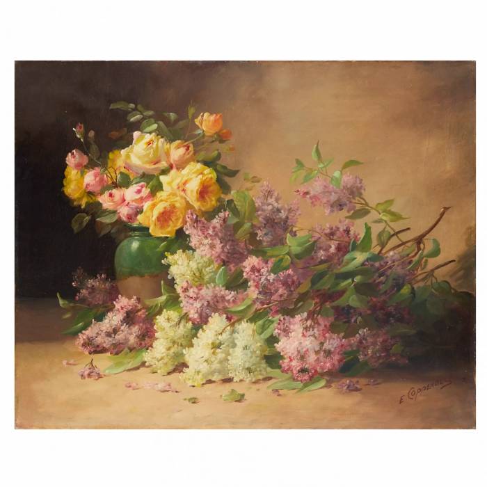 Edmond VAN COPPENOLLE. Nature morte aux lilas. France. 19ème siècle. 