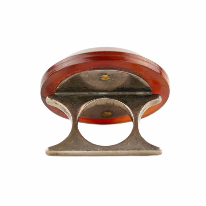 Original three-finger ring made of silver and carnelian. 