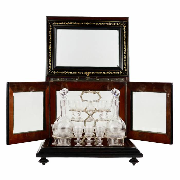 Liquor bar in ebony with ivory decoration, in the style of Napoleon III. Europe. 19th century. 