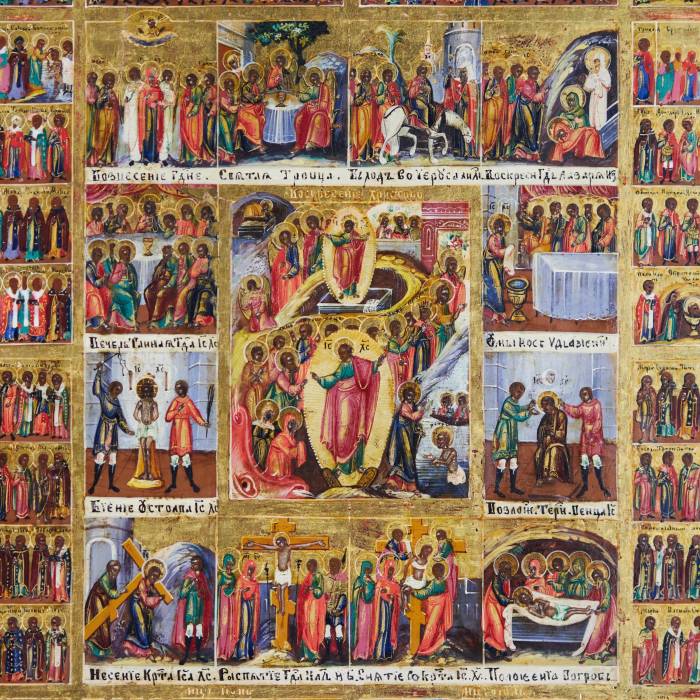 Великолепные праздники с годовой минеей и двухрядным циклом Богородичных икон. 19 век.
