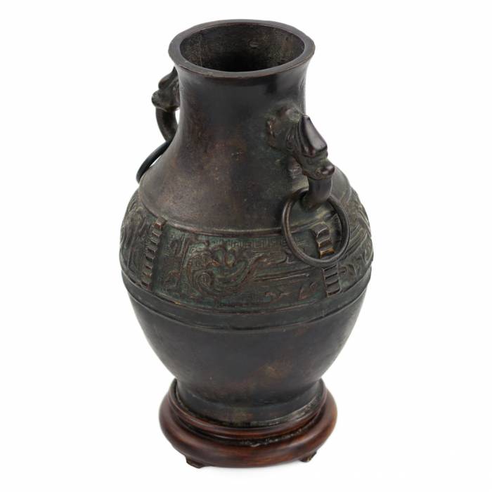 Bronze Jug for wine Hu, with Jinwen signs. China. 