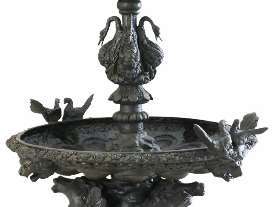 Large bronze fountain with two bowls by Francis Joseph Duret (1804-1865). 