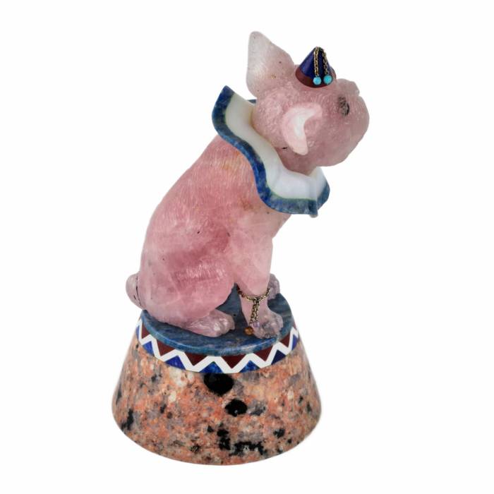 Stone-cut miniature Clown Dog in the Faberge style. 20th century 