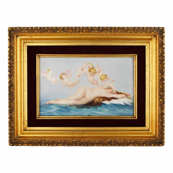 Porcelain plaque The Birth of Venus. Alexandre Cabanel. Late 19th century 