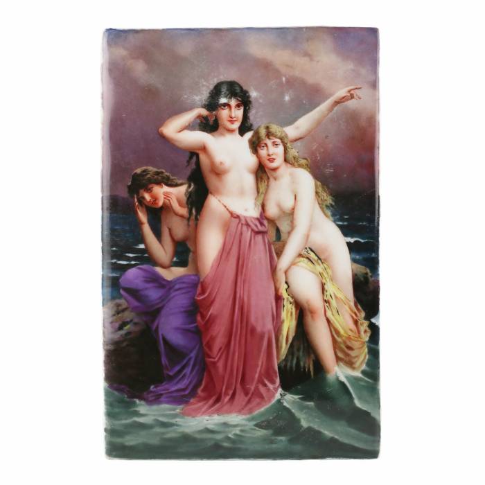 Porcelain plaque of Naiad. Europe 19th century. 