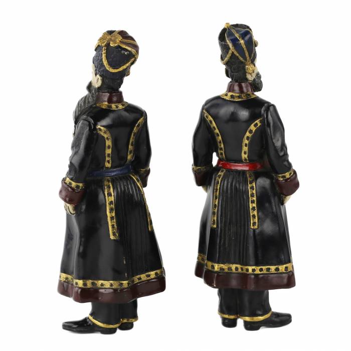 Pair of bronze figures of Russian Cossacks, personal guard of the Imperial Family. In the style of Faberge. 