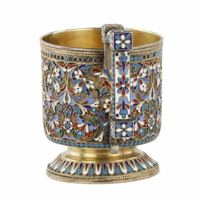 N.V. Alekseev. Silver glass holder in cloisonné enamels. Moscow. The turn of the 19th and 20th centuries.