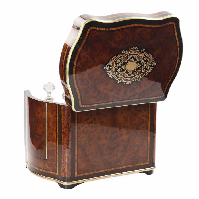 Carriage bar in marquetry technique in Napoleon III style. 19th century.