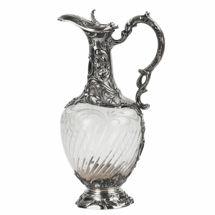 Crystal wine jug in silver, Louis XV style. France. 19th century. 