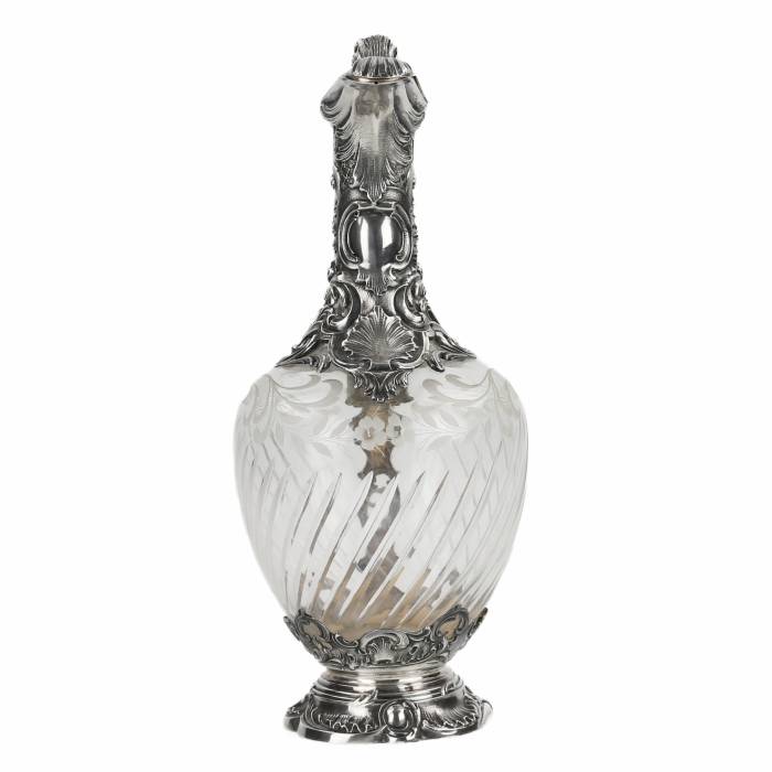 Crystal wine jug in silver, Louis XV style. France. 19th century. 