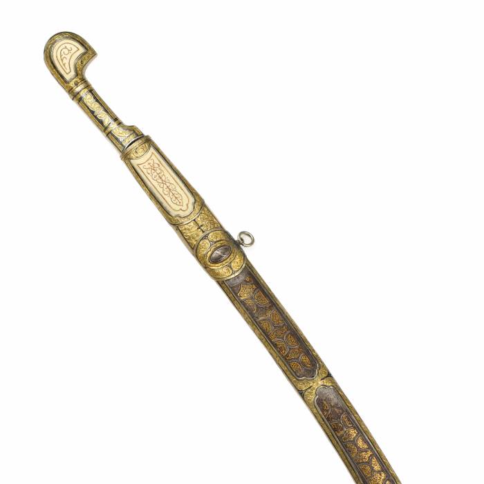 Kaukāza zobens ar apzeltītu sudraba un ziloņkaula dekoru. Krievija. 19. gadsimts. 