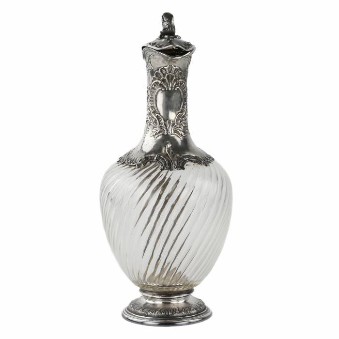 Стеклянный кувшин для вина в серебре. Франция 19 век.