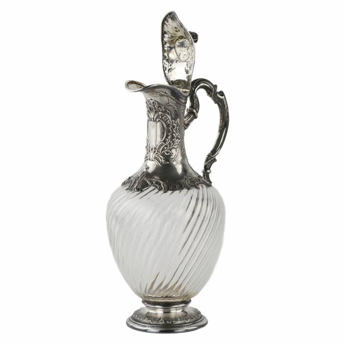 Glass wine jug in silver. France 19th century. 