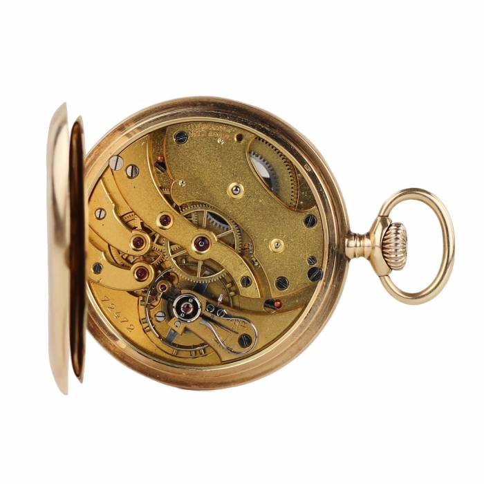 Uyisse Nardin gold pocket watch from the turn of the 19th and 20th centuries. In a box and with a gold chain. 