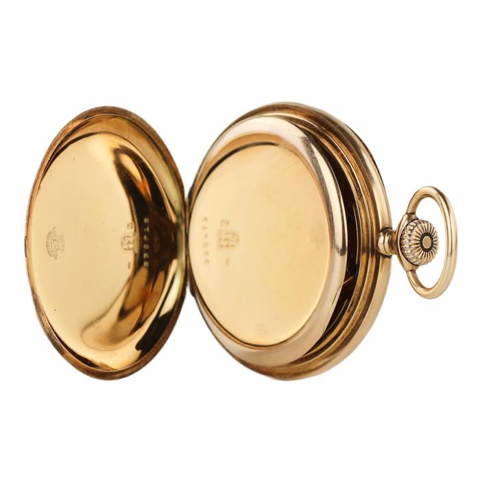 Золотые карманные часы Uyisse Nardin рубежа 19-20 веков. В коробке и с золотой цепочкой. 