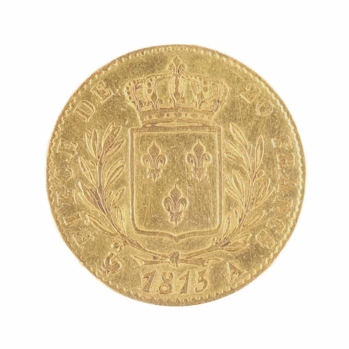Золотая монета  20 франков  1815 года.