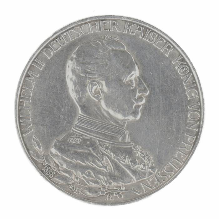 Sudraba monēta 3 markas. Vācija 1913. gads. 