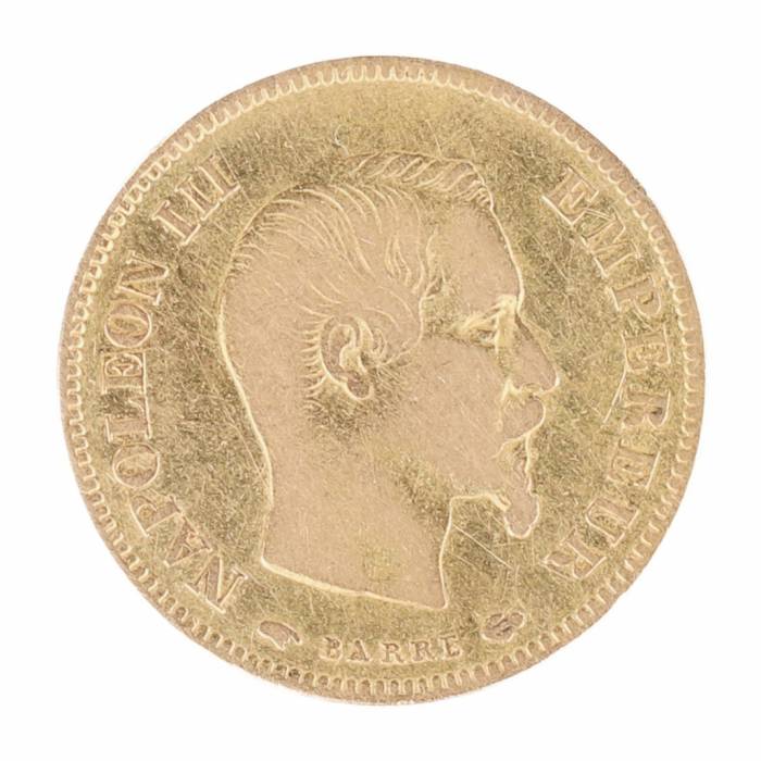 Gold coin 10 francs. France, 1856. 