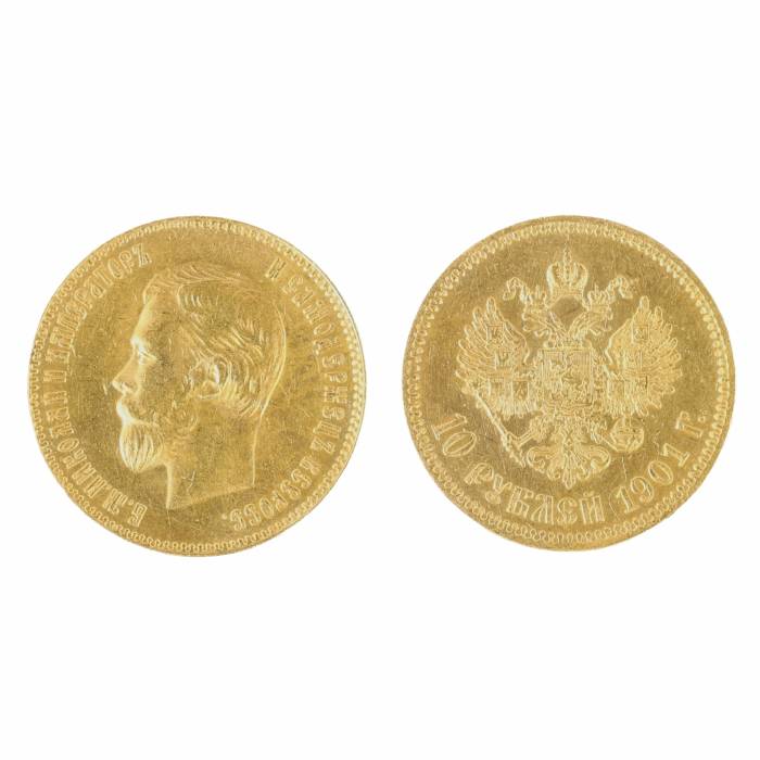 Zelta monēta 10 rubļi 1901. 